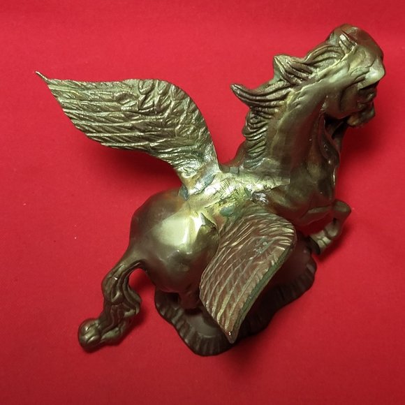 VTG Solid Brass Pegasus Statue Flying Winged Mythical Horse Flowing Mane Fantasy - Picture 5 of 12